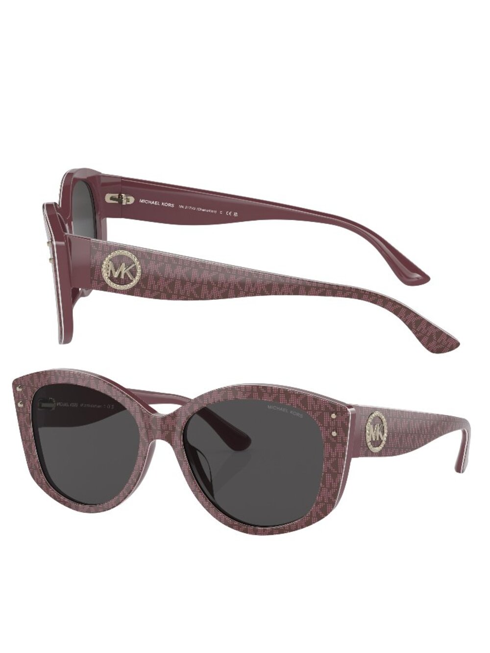 Women's Michael Kors Charleston Cateye Merlot Logo Print Sunglasses NEW - Picture 2 of 6